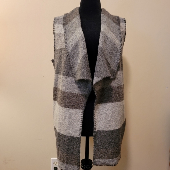Max Studio Shades of gray Open Wool Blend Vest Size L - Picture 1 of 5